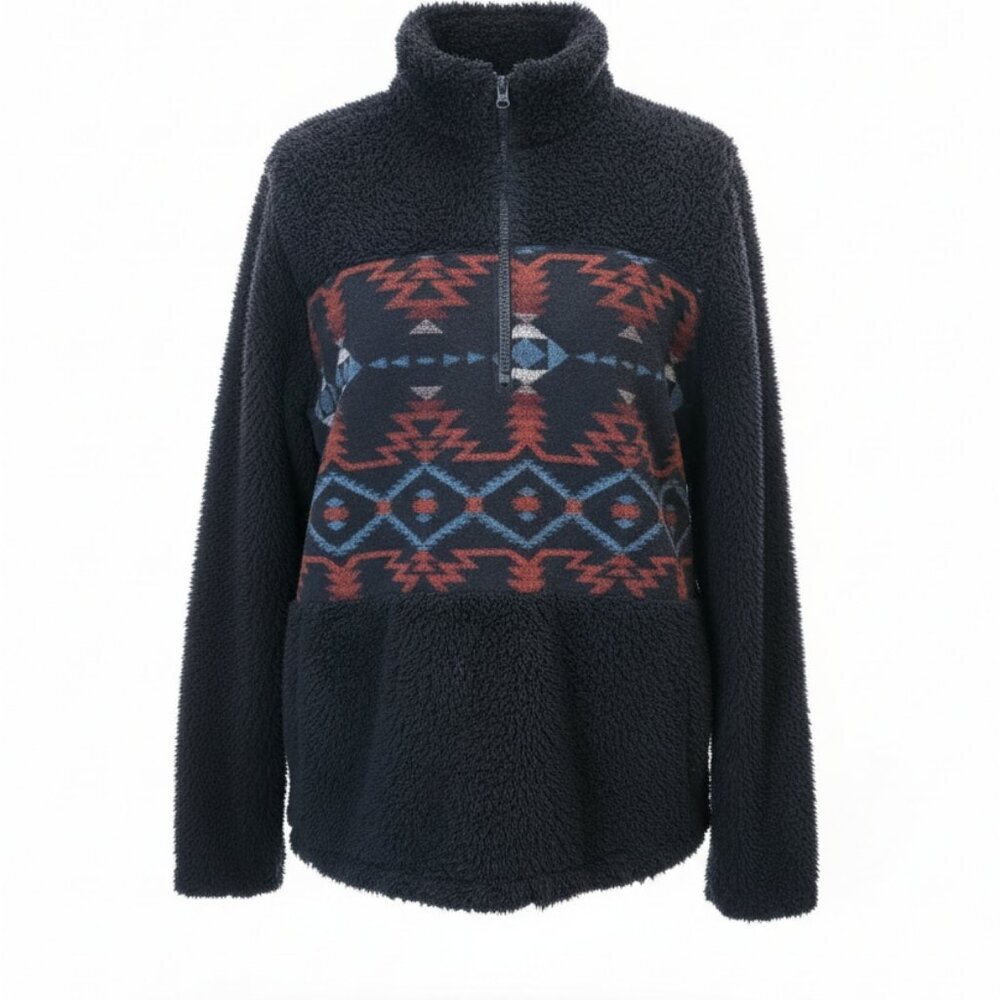 Outback Trading Company Aztec Black Designed Long Sleeve‎ Comfy Top in Size XL